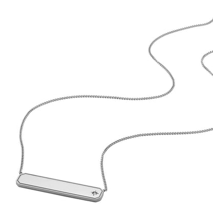 Collar Fossil JF04927040 Sadie de acero inoxidable en tono plateado para mujer