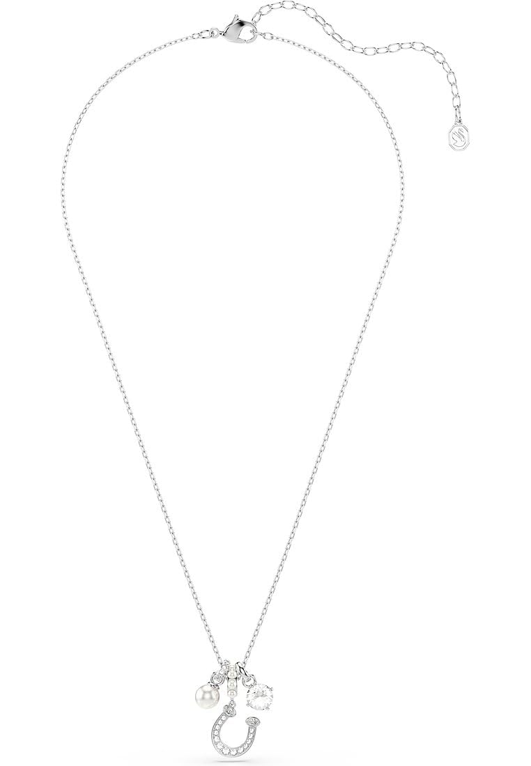 Colgante Symbolica, Crystal Pearl, Talla redonda, Pavé, Herradura, Blanco, Acabado en rodio