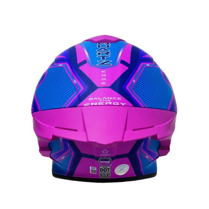 Casco Integral Dot/ECE Shanghai Quartz Rosa con Azul Brillante M