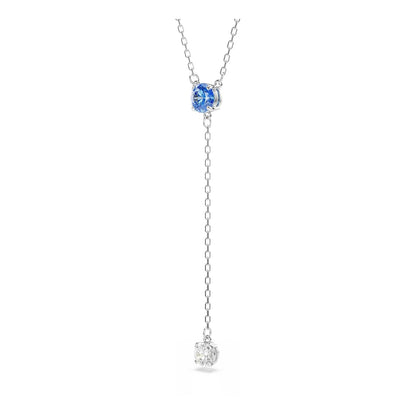 Swarovski Collar en Y Stilla Attract, Talla redonda, Azul, Baño de rodio