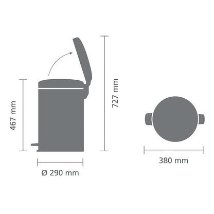 BRABANTIA | Bote de Basura NewIcon con Pedal | 20 L (5.3 Gal) | Acero y Plástico | Cierre Suave y Antiodor | Ideal para Cocina o Baño | Color: Blanco | Mod. 111846