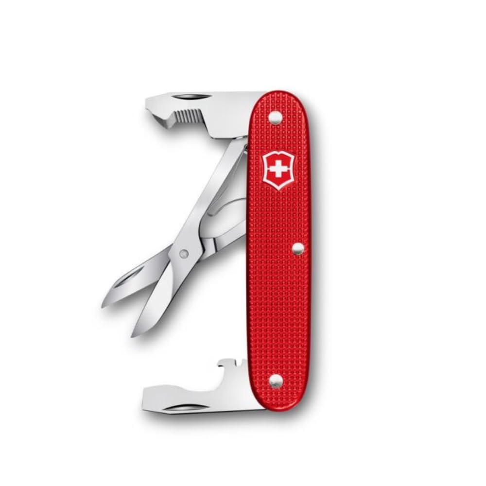 Victorinox Companion X Alox- Herramienta de bolsills con tijeras | Multiherramienta DDurable hecha en Suiza con abridor de caja, tijeras y escamas Alox rojas. Compacto y sin cuchillas para