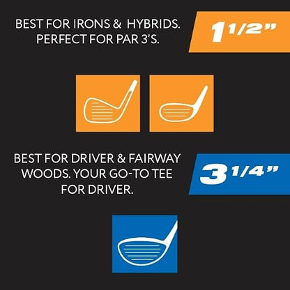 Pride Golf TeePride Professional tee System, Pride Performance Plastic Golf Tees Combo Pack, 3-1/4 Inch