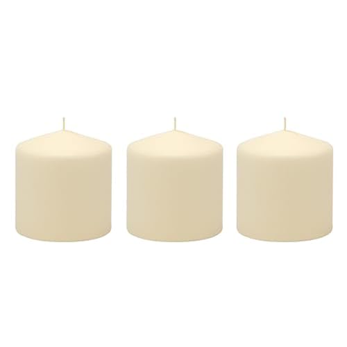 Stonebriar - Paquete de 3 velas altas de 3 x 3 pulgadas de 18 horas de duración de cera de marfil sin perfume