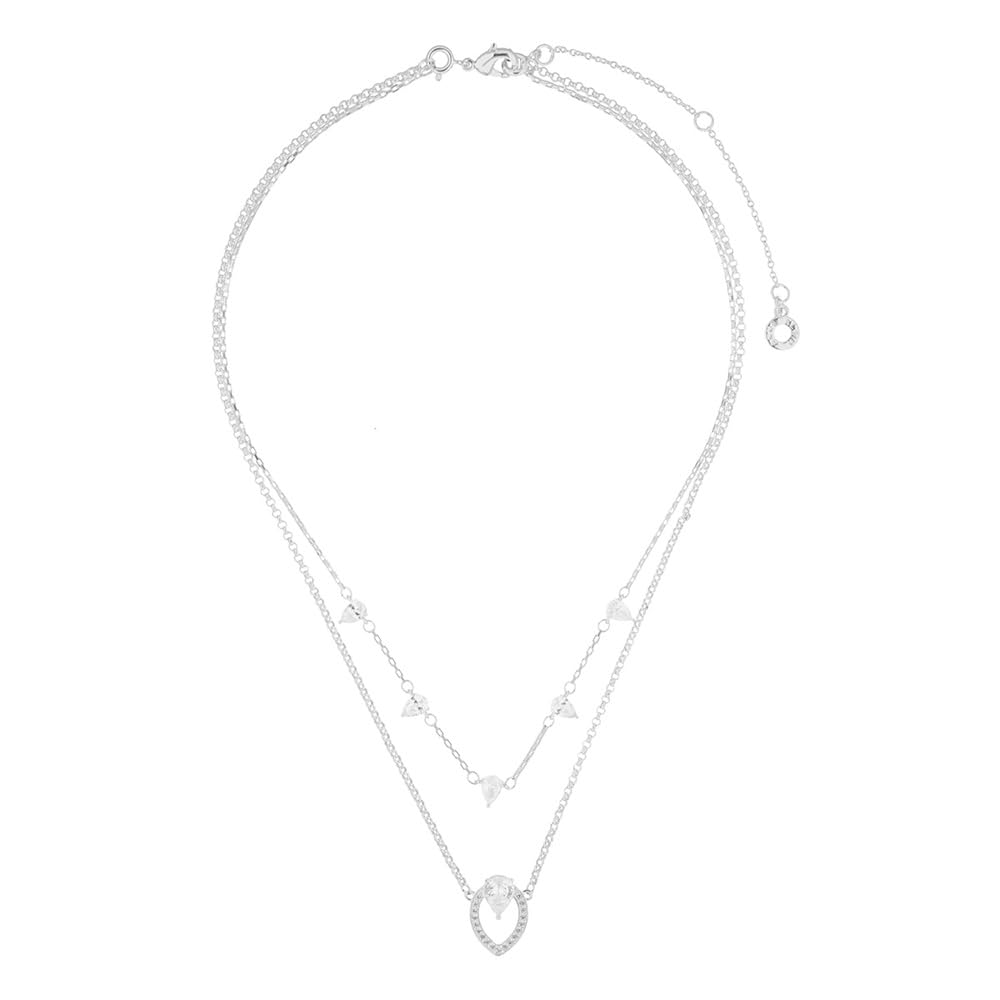 Anne Klein Collar Plateado para Mujer | Asimétrico, cierre gancho francés, aleación de metales, diseño versátil