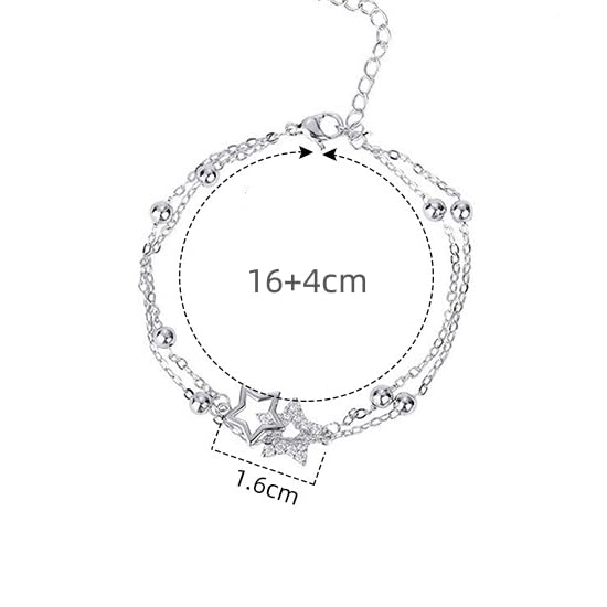 XYPHIELLE Pulsera de Plata 925 para Mujer - Brazalete Estrella Ajustable, Joyería Fina, Regalo Elegante para Madre, Novia, Esposa, Amiga, Cumpleaños, Aniversario, San Valentín