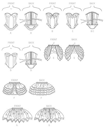 BUTTERICK PATTERNS B6338 Corsés y Faldas con Dobladillo Curvado, A5 (6-8-10-12-14)