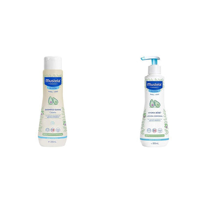 Mustela Shampoo Suave con Manzanilla para Bebé o Niño con Piel Normal, 200mL, 2 en 1: Shampoo y Crema Corporal Hidratante, 300mL