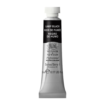 Winsor & Newton Acuarela Professional en Tubo 5 ml, Varios Colores - Tubo de 5 ml - 5 ml Tubo - Negro (Lamp Black 337)
