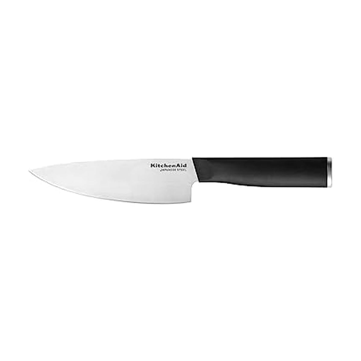 KitchenAid Cuchillo de chef clásico con cubierta de hoja de ajuste personalizado, 6 pulgadas, cuchillo de cocina afilado, hoja de acero inoxidable japonés de alto carbono, color negro