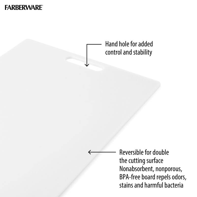 Farberware Tabla de corte plástica para uso general, Blanco, 12-Inch by 18-Inch, 1