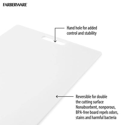 Farberware Tabla de corte plástica para uso general, Blanco, 12-Inch by 18-Inch, 1