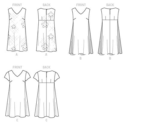 BUTTERICK PATTERNS B6317 - Vestidos de Mujer con Cuello en V, Talla E5 (14-16-18-20-22)