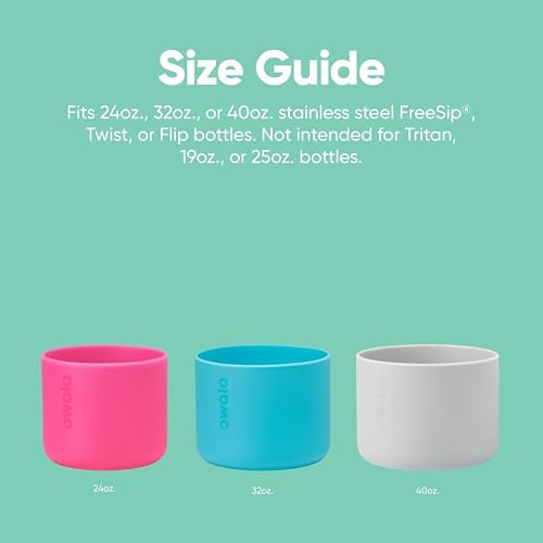 Owala Botín de silicona para botella de agua, funda protectora antideslizante para botella de agua, protege botellas de acero inoxidable FreeSip, Twist y Flip, 40 oz, gris