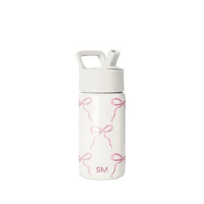 Simple Modern Summit Botella Infantil con Popote, 18 oz, Diseños Infantiles - -Lazos - 0.4 Litros