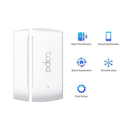 TP-Link Tapo T110 Sensor de Contacto, Blanco | Batería de larga duración con protocolo inalámbrico de baja potencia Sub-1G, espacio de 15 mm de ancho permitido