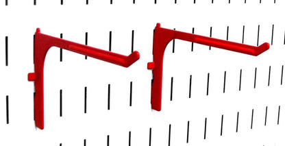 Wall Control 10-ER-106 R Pegboard 6" Reach Extended Slotted Hook Pair Slotted Metal Hooks for Pegboard and Slotted Tool Board, Red