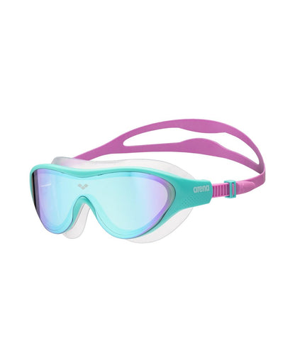 ARENA Unisex Youth The One Junior Swim Mask Goggles for Boys and Girls Ages 6 to 12 Large Fit Polycarbonate Lens - Arena the One Mirror Junior - Máscara de natación - Azul - Agua - Violeta