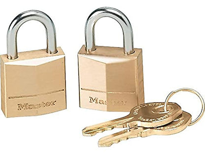 Master Lock Candado, cerradura de latón macizo, ancho de cuerpo de 3/4 pulgadas, 120T, con llave, paquete de 2