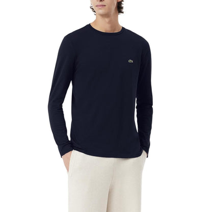 Lacoste Playera de Manga Larga Pima Regular Fit Crewneck Camiseta para Hombre