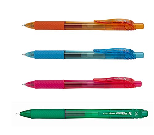 Bolígrafos Pentel EnerGel-X Retráctil Tinta Gel Liquida Punto de 0.5mm Color MIX Caja con 12 Piezas-BLN105-M