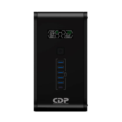 UPS NO Break con Pantalla LCD con regulación, supresión y Respaldo de batria, CDP R-SMART751, 375W, 750VA, Entrada 80-150V, Salida 120V