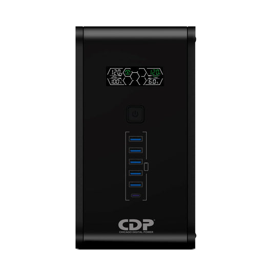 UPS NO Break con Pantalla LCD con regulación, supresión y Respaldo de batria, CDP R-SMART751, 375W, 750VA, Entrada 80-150V, Salida 120V
