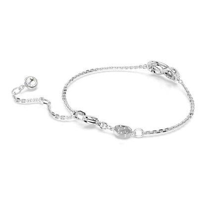 Swarovski Pulsera Hyperbola, Símbolo del infinito, Blanca, Baño de rodio