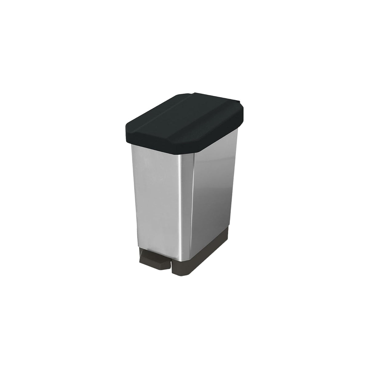5 L Papelera con Pedal en Plástico IML Negro Metalizado – Mini, Silenciosa e Higiénica para Baños, Escritorios y Espacios Muy Reducidos | Estra
