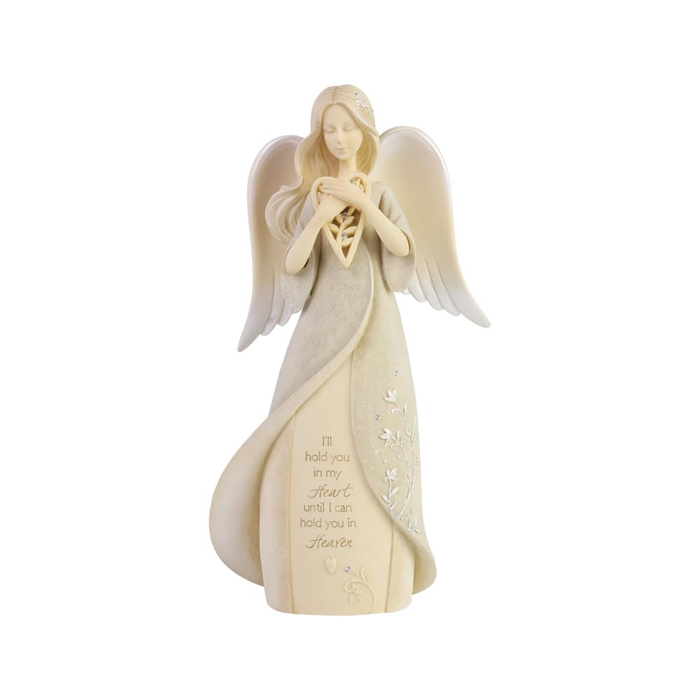 Enesco Foundations Collection Heart Hold You in Heaven - Figura de ángel de Duelo de Resina Pintada a Mano para coleccionar, Cifras Decorativas de ángeles para decoración del hogar, Estatua