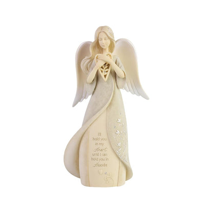 Enesco Foundations Collection Heart Hold You in Heaven - Figura de ángel de Duelo de Resina Pintada a Mano para coleccionar, Cifras Decorativas de ángeles para decoración del hogar, Estatua