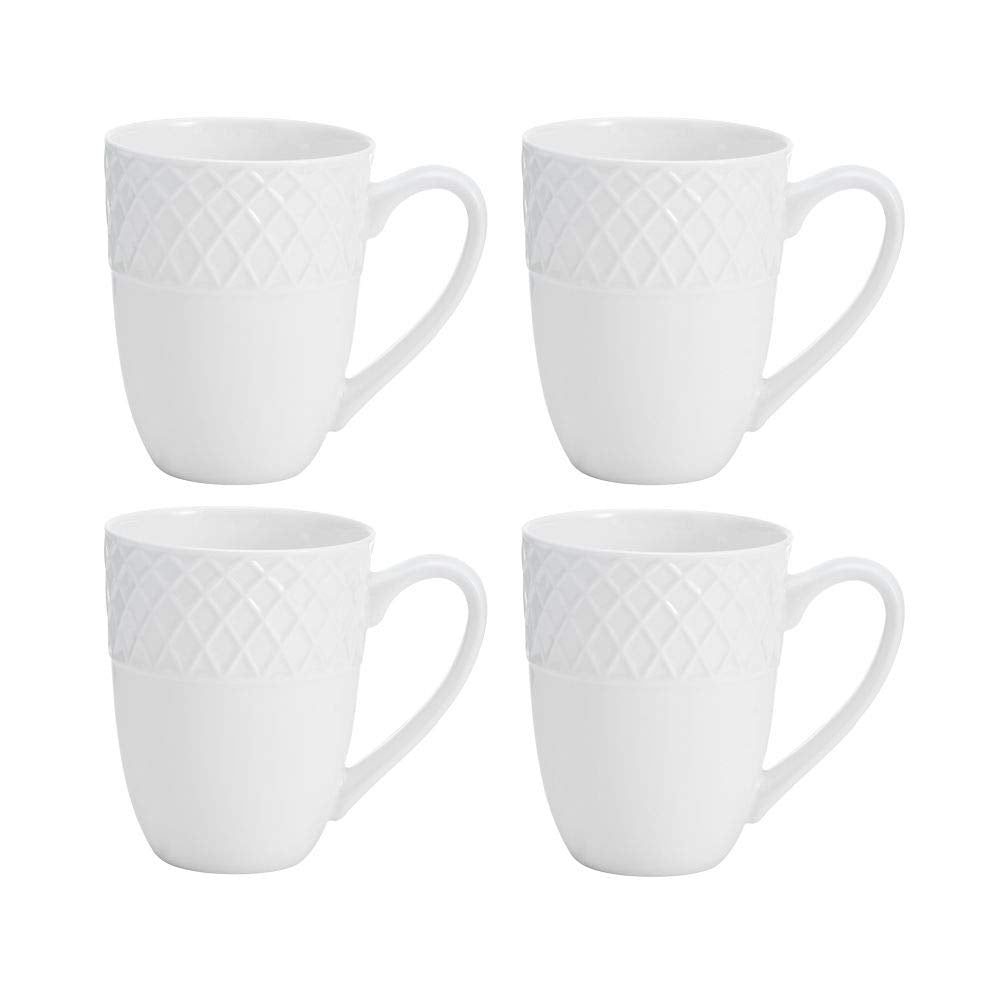 Mikasa Trellis - Juego de vajilla de 16 piezas, servicio para 4, color blanco