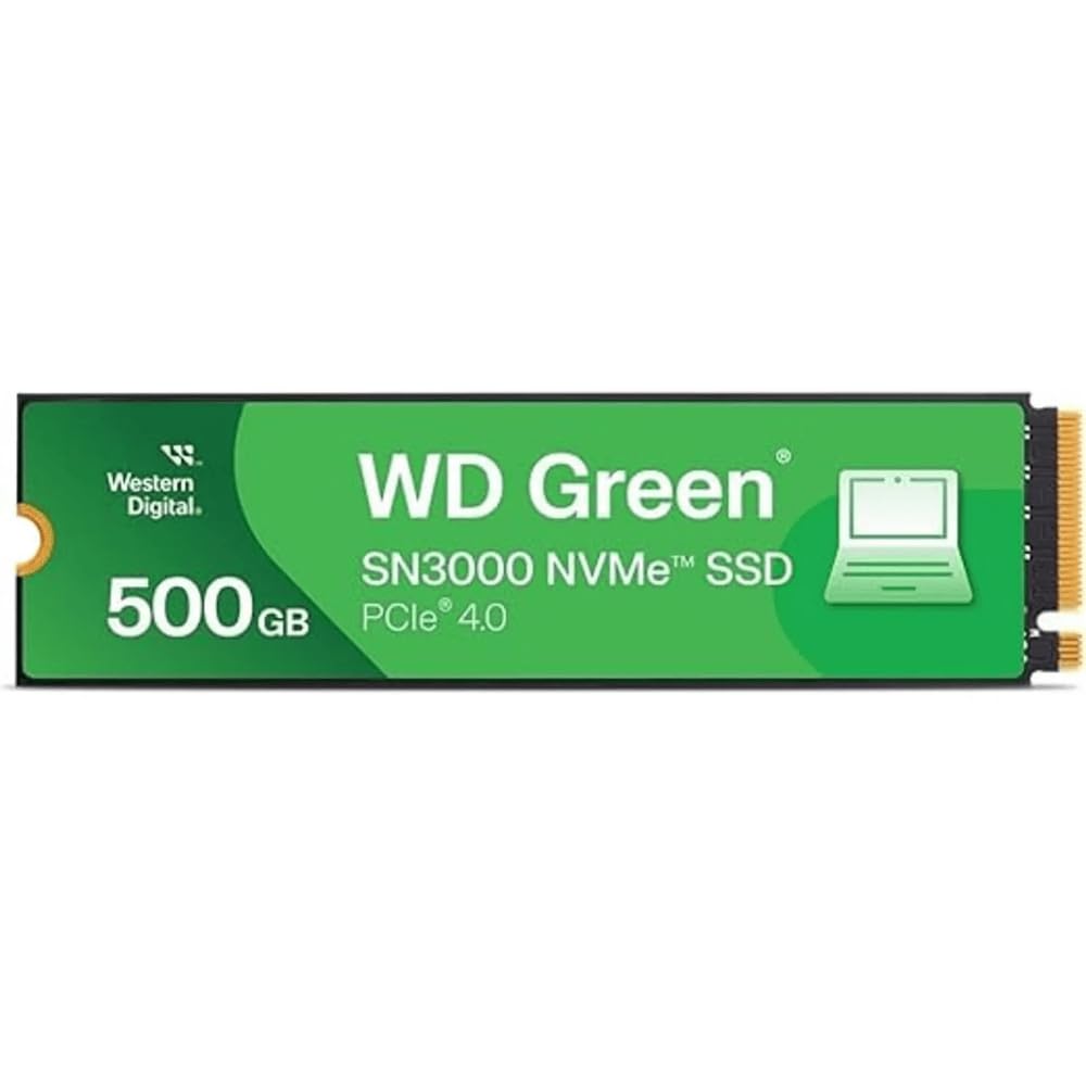 Western Digital 500GB WD Green SN3000 NVMe SSD Interno - Unidad de Estado sólido - Gen4 PCIe, M.2 2280, hasta 5.000 MB/s - WDS500G4G0E