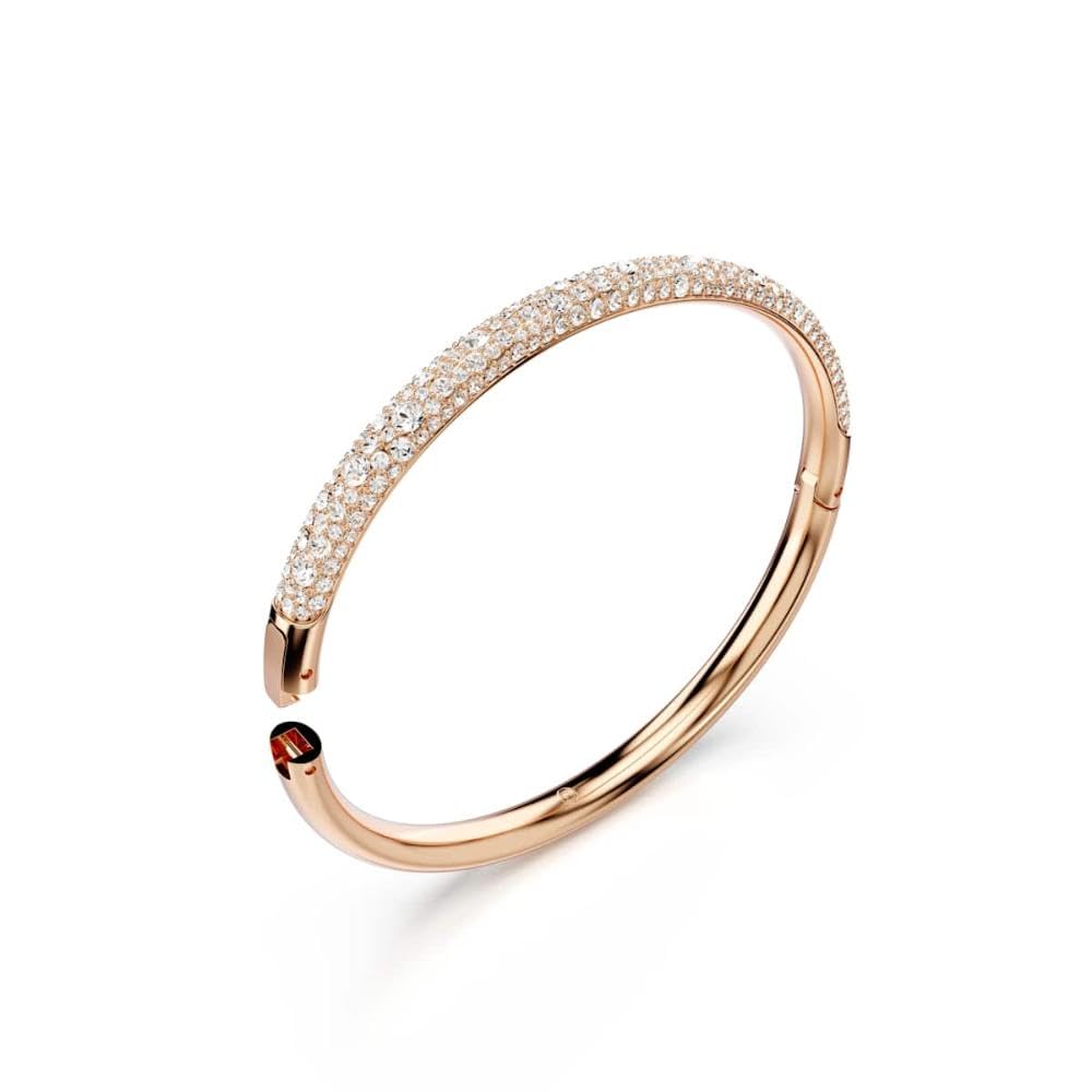pulsera Swarovski Meteora, pavé de nieve, cristales transparentes en metal con acabado en tono oro rosa
