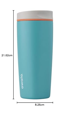 Owala SmoothSip Slider Insulated Stainless Steel Coffee Tumbler, Reusable Iced Coffee Cup, Hot Coffee Travel Mug, BPA Free, 20 oz, Beachy Breeze