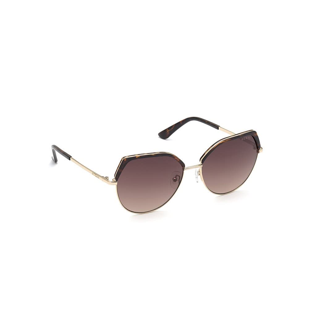 Guess Lentes de Sol GU7736 para Mujer, Color Habana Oscura con Armazón Metálico y Micas Humo Degradado con Protección UV Nivel 3