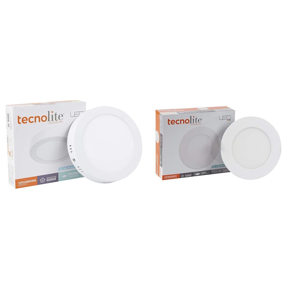 Lámpara LED, Lámpara LED para Sobreponer, Color Blanco, 12 W, Luz De Día 6 500 k, Tecnolite, Downlight LED + 6YDLED430MV65B - Lámpara Interior Empotrado Techo, Luz Blanca, 120 mm x 105mm x 20mm
