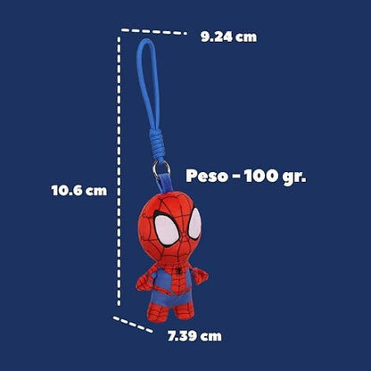 Ruz Llavero Peluche Spiderman 10 cm Suave con Aro Metálico | Accesorio para Mochila Bolsa o Llaves | Diseño Decorativo Ligero y Resistente | Ideal para Uso Diario o Regalo Multicolor