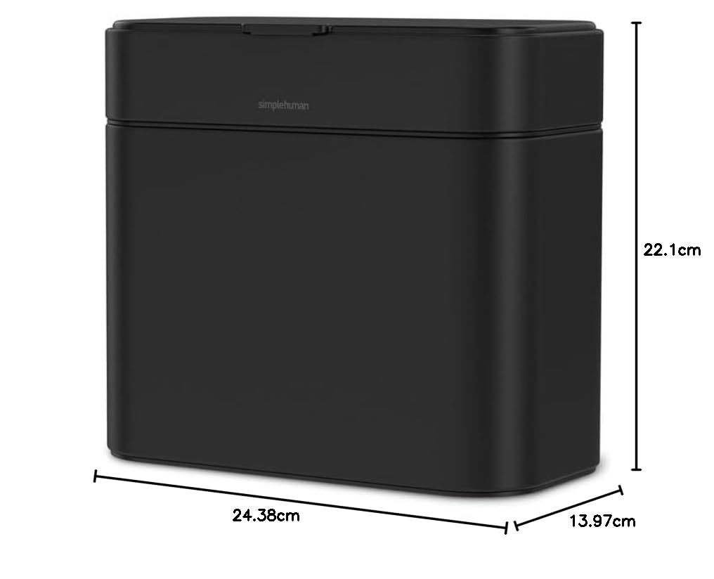 simplehuman - Cesta de compostaje para encimera de 4 litros/1.1 galones con Base magnética para Papelera, Tapa de Sellado Suave, cubeta Interior extraíble, Acero Negro Mate