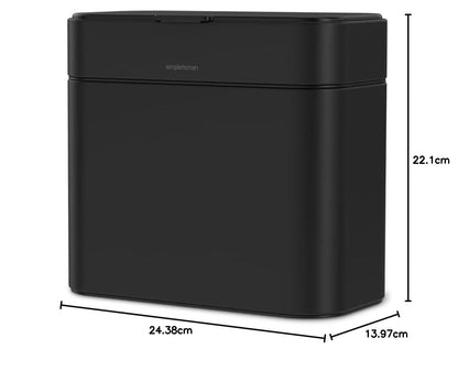 simplehuman - Cesta de compostaje para encimera de 4 litros/1.1 galones con Base magnética para Papelera, Tapa de Sellado Suave, cubeta Interior extraíble, Acero Negro Mate