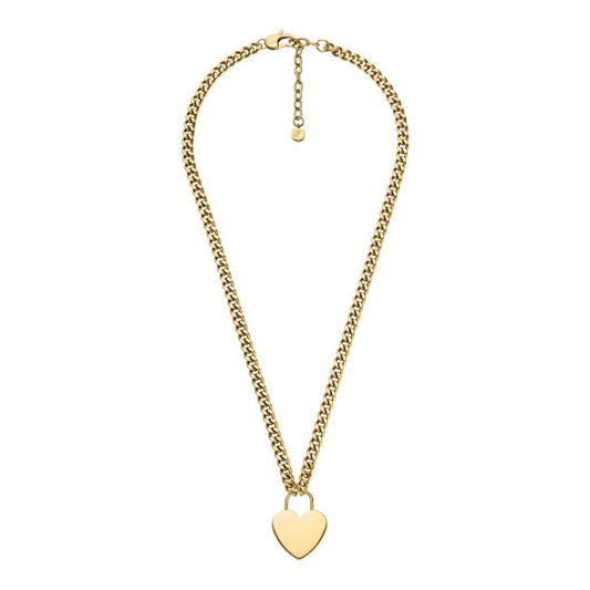 Collar con corazón Fossil Sutton JF04958710 de acero inoxidable de color dorado para dama