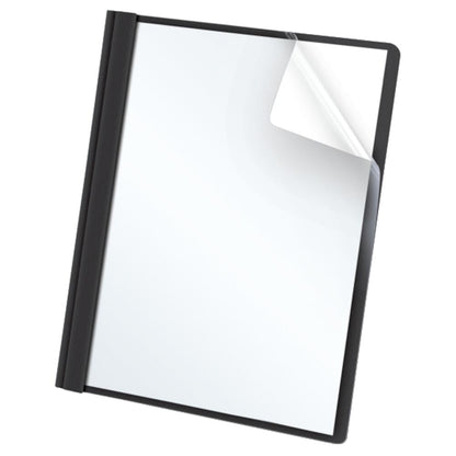 Oxford Fundas transparentes para informes con respaldo de cuero sintético, 25 por caja, Negro, Negro - Negro