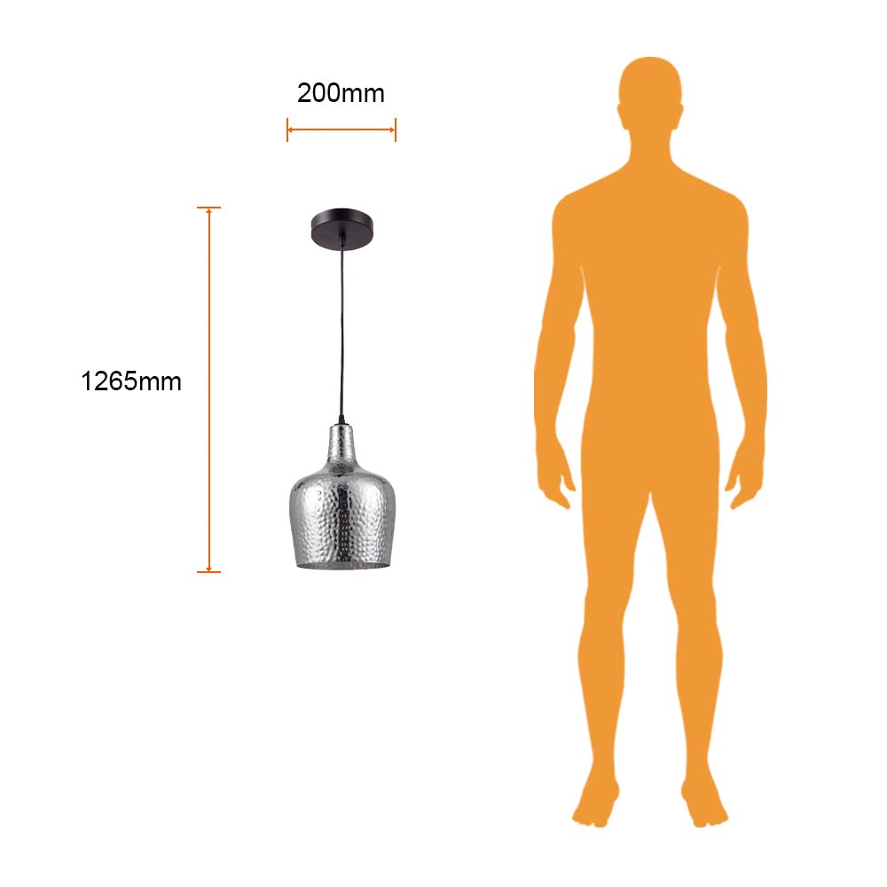 Tecnolite Lámpara Colgante de Cristal 1.26 m de Altura, Potencia Máx. 60 W, 1 Base E27, No incluye foco