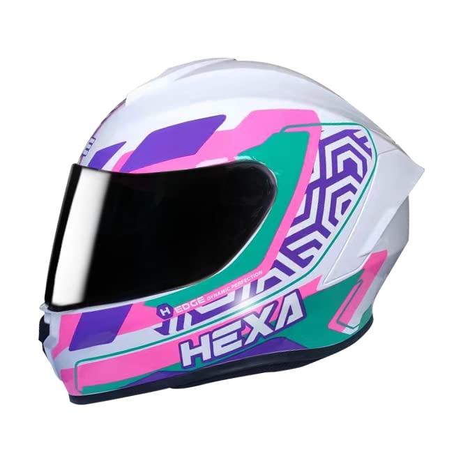 Casco Motocicleta Integral Marca - Edge - Frankie - Full Face - Certificado Dot - Moto Cascos de para Guantes Funda - M - ROSA - BLANCO