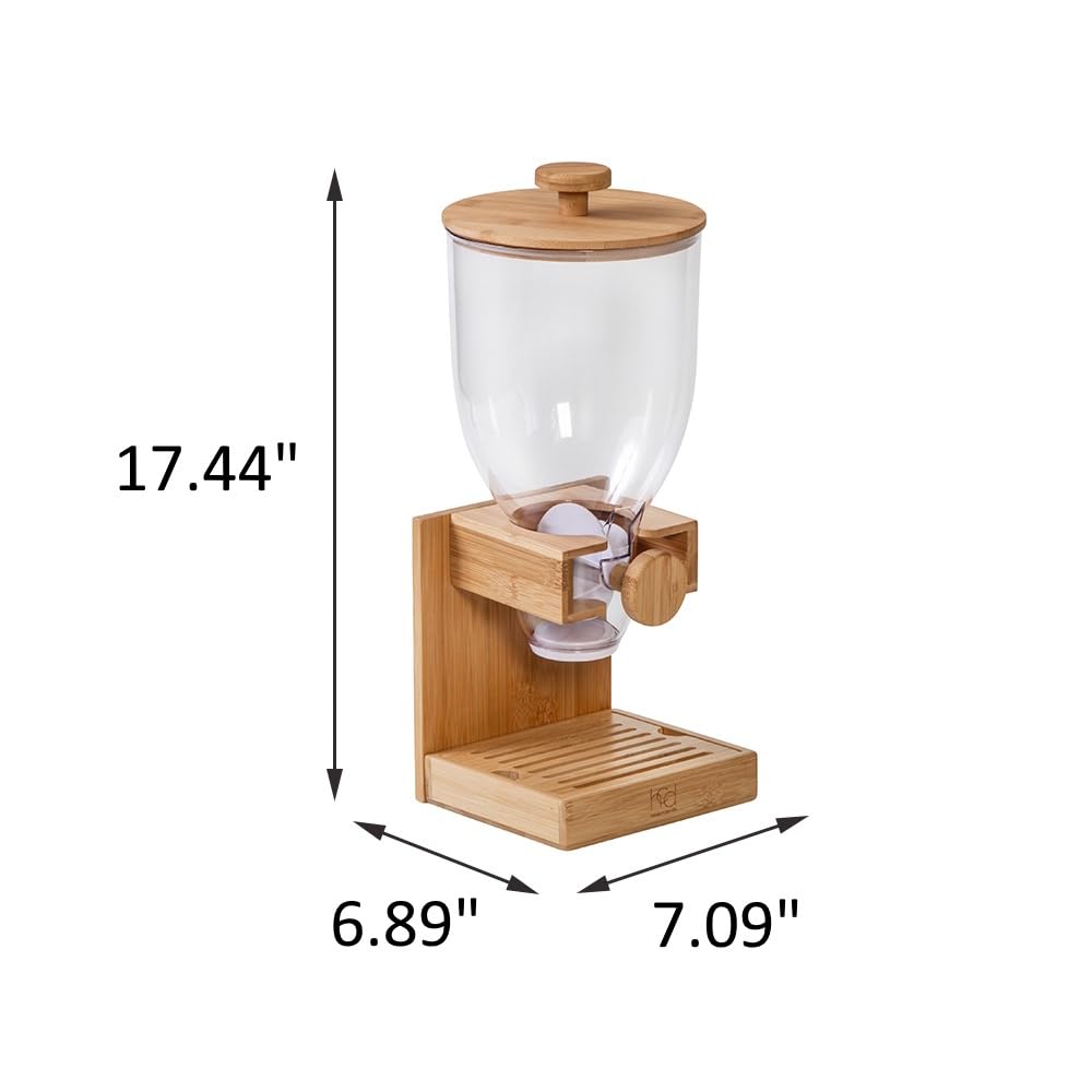 Honey-Can-Do - Dispensador compacto de alimentos secos, control único y contenedor de almacenamiento de aperitivos para encimera o despensa, bambú