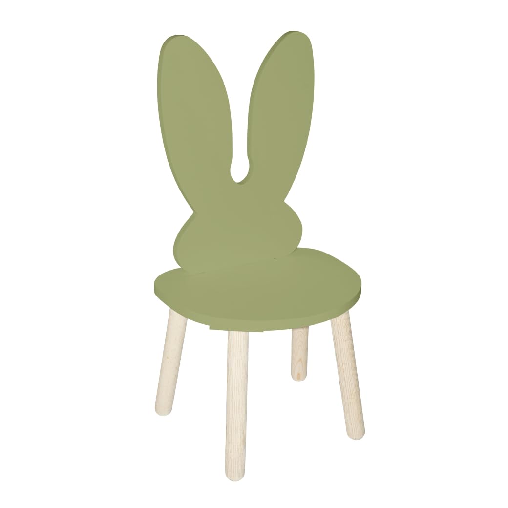 DUDUK Silla Infantil de Madera con Forma de Conejo - Verde