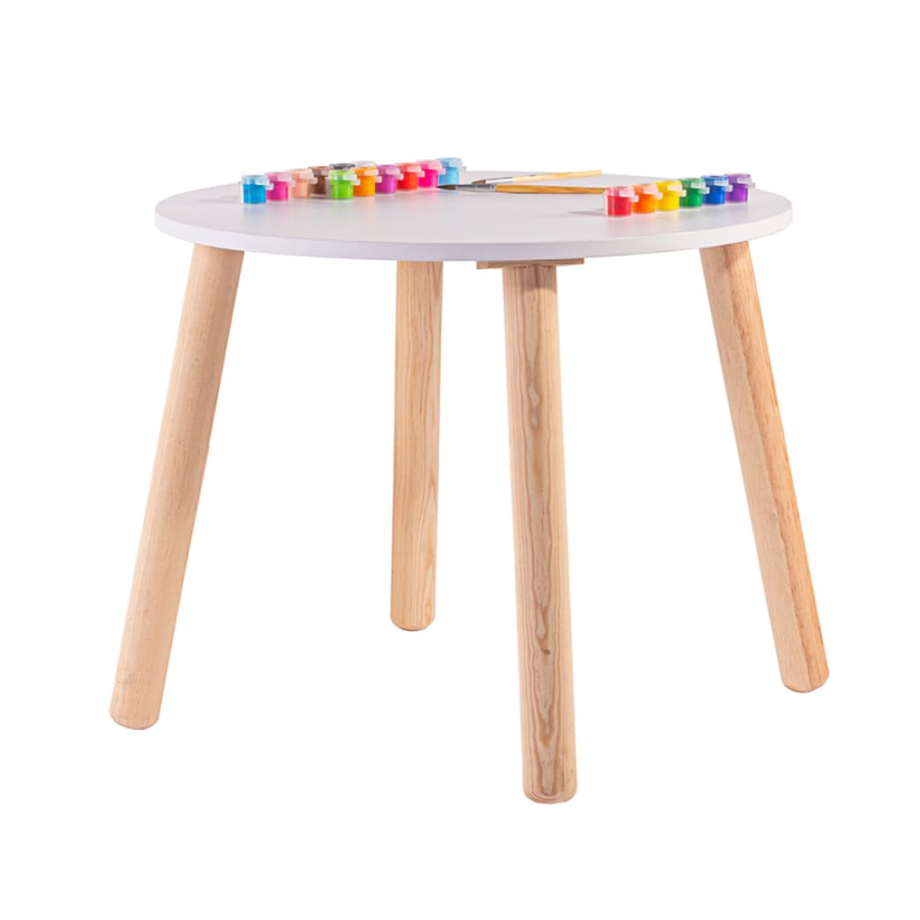 DUDUK Mesa Infantil Circular Melamina Blanca para Niños y Niñas