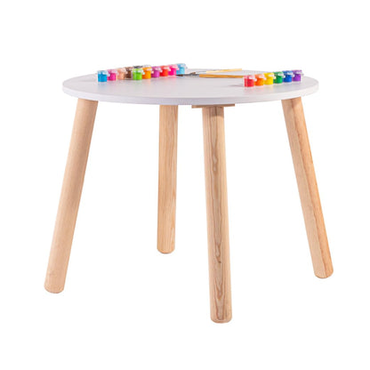 DUDUK Mesa Infantil Circular Melamina Blanca para Niños y Niñas