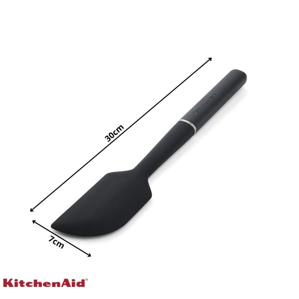 KitchenAid Espátula de Cocina Resistente al Calor hasta 260°C, Antiadherente, Flexible, Color Negro