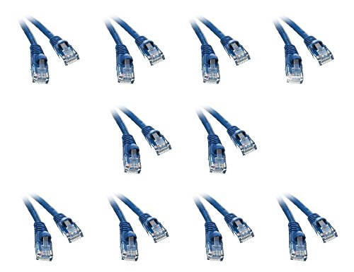 C&E Cable de Red Ethernet Cat6 Snagless, Azul - Blue - 7 Feet (10 Pack)